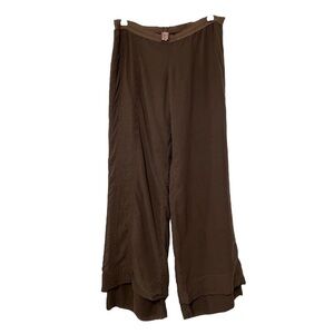 Burning Torch Loose Fit Flare Layered Embroidered Brown Pants Size Small